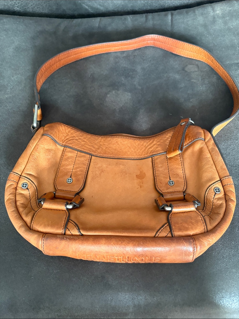 Kenneth Cole Reaction Cognac Leather Shoulder Bag